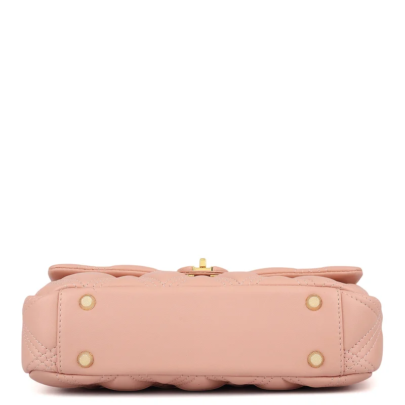 Da Milano Peach Medium Quilting Leather Shoulder Bag - Peach for Women | Best Price UAE